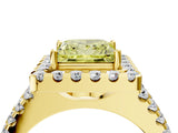Yellow gold Fancy Yellow Princess  Halo Diamond Split Shank Engagement Ring with Prong Setting_79