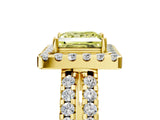 Yellow gold Fancy Yellow Princess  Halo Diamond Split Shank Engagement Ring with Prong Setting_80