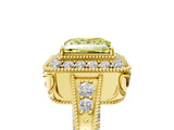 Yellow gold Fancy Yellow Princess  Halo Diamond Split Shank Ring with Milgrain Detail_33
