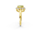 Yellow gold Fancy Yellow Princess  Halo Milgrain Solitaire with Bezel Set Side Stones and Pave Band_35