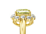 Yellow gold Fancy Yellow Princess  Halo Milgrain Solitaire with Bezel Set Side Stones and Pave Band_38