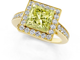 Yellow gold Fancy Yellow Princess  Halo Pavé Diamond Engagement Ring with Bezel Setting_1