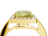 Yellow gold Fancy Yellow Princess  Halo Pavé Diamond Engagement Ring with Bezel Setting_4