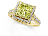 Yellow gold Fancy Yellow Princess  Halo Pavé Diamond Engagement Ring with Four-Prong Setting_32