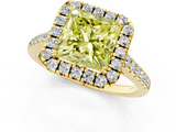 Yellow gold Fancy Yellow Princess  Halo Pavé Diamond Engagement Ring with Four-Prong Setting_4