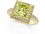 Yellow gold Fancy Yellow Princess  Halo Pave Band Solitaire Ring with Prong Setting_29