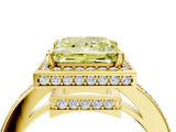Yellow gold Fancy Yellow Princess  Halo Pave Band Solitaire Ring with Prong Setting_32