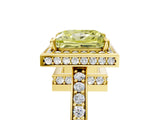 Yellow gold Fancy Yellow Princess  Halo Pave Band Solitaire Ring with Prong Setting_33