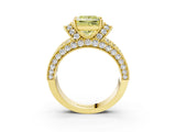 Yellow gold Fancy Yellow Princess  Halo Pave Diamond Engagement Ring with Milgrain Detailing_97
