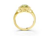 Yellow gold Fancy Yellow Princess  Halo Round Diamond Milgrain Pave Engagement Ring_6