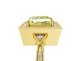 Yellow gold Fancy Yellow Princess  Halo Round Diamond Milgrain Pave Engagement Ring_8