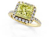 Yellow gold Fancy Yellow Princess  Halo Round Diamond Pavé Band Four-Prong Ring_4
