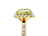 Yellow gold Fancy Yellow Princess  Halo Round Diamond Pavé Band Four-Prong Ring_8