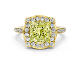 Yellow gold Fancy Yellow Princess  Halo Round Diamond Pave Band with Four-Prong Setting_43
