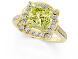 Yellow gold Fancy Yellow Princess  Halo Round Diamond Pave Band with Four-Prong Setting_44