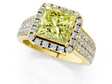 Yellow gold Fancy Yellow Princess  Halo Round Diamond Pave Band with Prong Setting 2