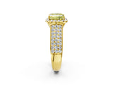 Yellow gold Fancy Yellow Princess  Halo Round Diamond Pave Band with Prong Setting 3