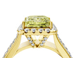 Yellow gold Fancy Yellow Princess  Halo Round Diamond Pave Band with Prong Setting 5