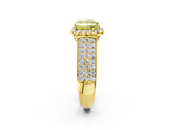 Yellow gold Fancy Yellow Princess  Halo Round Diamond Pave Band with Prong Setting_14