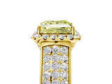 Yellow gold Fancy Yellow Princess  Halo Round Diamond Pave Band with Prong Setting_17