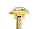 Yellow gold Fancy Yellow Princess  Halo Solitaire Diamond Ring with Pave Band and Bezel Setting_33