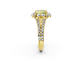 Yellow gold Fancy Yellow Princess  Halo Split Shank Diamond Engagement Ring with Pave Band and Four-Prong Setting_2