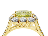 Yellow gold Fancy Yellow Princess  Halo Split Shank Diamond Engagement Ring with Pave Band and Four-Prong Setting_4