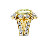 Yellow gold Fancy Yellow Princess  Halo Split Shank Diamond Engagement Ring with Pave Band and Four-Prong Setting_5