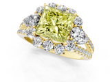 Yellow gold Fancy Yellow Princess  Halo Split Shank Diamond Engagement Ring with Prong Setting_1