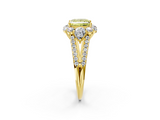 Yellow gold Fancy Yellow Princess  Halo Split Shank Diamond Engagement Ring with Prong Setting_2