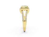 Yellow gold Fancy Yellow Princess  Halo Split Shank Diamond Ring with Four-Prong Setting_2