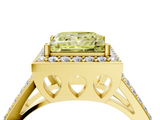 Yellow gold Fancy Yellow Princess  Halo Split Shank Diamond Ring with Four-Prong Setting_4
