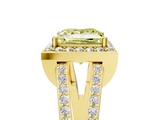Yellow gold Fancy Yellow Princess  Halo Split Shank Diamond Ring with Four-Prong Setting_5