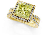 Yellow gold Fancy Yellow Princess  Halo Split Shank Diamond Ring with Pavé Setting_27