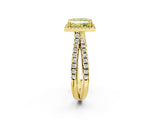 Yellow gold Fancy Yellow Princess  Halo Split Shank Diamond Ring with Pavé Setting_28
