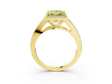 Yellow gold Fancy Yellow Princess  Halo Split Shank Diamond Ring with Prong Setting_3