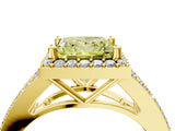 Yellow gold Fancy Yellow Princess  Halo Split Shank Pave Diamond Ring with Four-Prong Setting_33