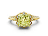 Yellow gold Fancy Yellow Princess  Halo Split Shank Pave Diamond Ring with Petal Prong Setting_20