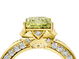 Yellow gold Fancy Yellow Princess  Halo Split Shank Pave Diamond Ring with Petal Prong Setting_24