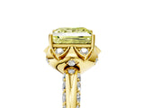 Yellow gold Fancy Yellow Princess  Halo Split Shank Pave Diamond Ring with Petal Prong Setting_25