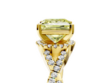 Yellow gold Fancy Yellow Princess  Halo Twist Band Solitaire Prong Setting Ring_5