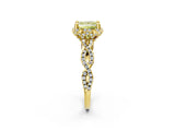 Yellow gold Fancy Yellow Princess  Halo Twist Band Solitaire Ring with Six-Prong Setting_34