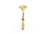 Yellow gold Fancy Yellow Princess  Halo Twist Band Solitaire Ring_2