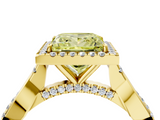 Yellow gold Fancy Yellow Princess  Halo Twist Band Solitaire Ring_4