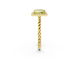 Yellow gold Fancy Yellow Princess  Halo Twisted Band Four-Prong Diamond Ring_2