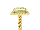 Yellow gold Fancy Yellow Princess  Halo Twisted Band Four-Prong Diamond Ring_5