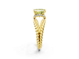 Yellow gold Fancy Yellow Princess  Halo Twisted Band Four-Prong Ring_34