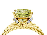 Yellow gold Fancy Yellow Princess  Halo Twisted Band Four-Prong Ring_36