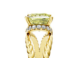 Yellow gold Fancy Yellow Princess  Halo Twisted Band Four-Prong Ring_37