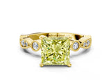 Yellow gold Fancy Yellow Princess  Milgrain Bezel Diamond Engagement Ring with Solitaire Prong Setting_48